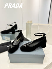 Pra Pumps 40 Square Sole Black Velvet