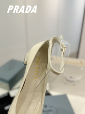 Pra Pumps 40 Square Sole White Patent Leather