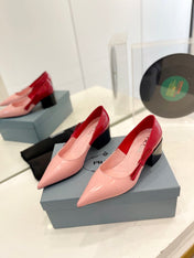 Pra Pump 45 Square Sole Pink Red Patent Leather
