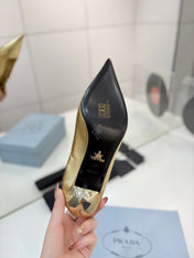 PRADA 26S PUMPS 55MM IN GOLD CALFSKIN