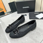 BALLET FLAT 10 MM IN BLACK RAFFIA