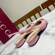 GUCCI 26S SLINGBACK FLATS IN PINK CALFSKIN