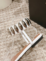 ALAIA SANDAL IN WHITE CALFSKN AND FILM WITH CRYSTAL