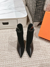 HILONA 6 CM ANKLE BOOTS IN BLACK CALFSKIN AND SUEDE