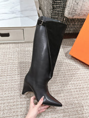 HILONA 6 CM BOOTS IN BLACK CALFSKIN AND SUEDE