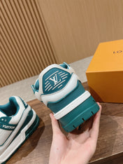 LV Trainer Maxi Sneaker White Mix Emerald Green Calfskin