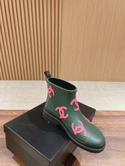 CC RAIN BOOTS GREEN FOREST TPU WITH PINK LOGO