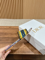 DIOR 26S SLIDE SANDALS IN PURPLE FLORAL MULTICOLOR LOGO STRAP