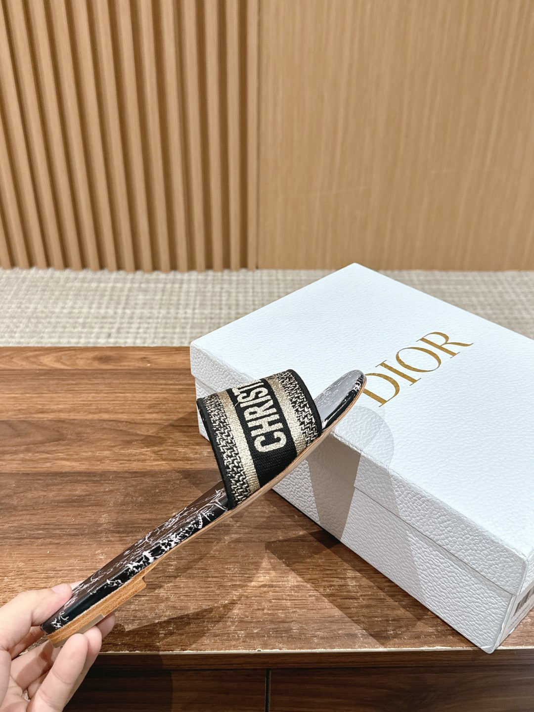 DIOR 26S SLIDE SANDALS IN BLACK TOILE DE JOUY LOGO