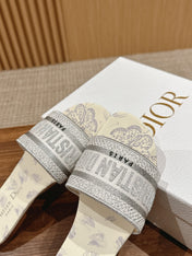 DIOR 26S SLIDE SANDALS IN GREY BUTTERFLY PRINT LOGO