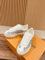 LV GROOVY SNEAKER IN WHITE DAMIER STRASS AND CALFSKIN