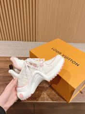 LV ARCHLIGHT SNEAKER IN WHITE MIX LIGHT PINK EMBOSSED CALFSKIN