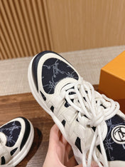 LV ARCHLIGHT SNEAKER IN WHITE MIX BLACK CALFSKIN AND MONOGRAM DENIM 101073
