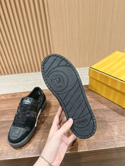 FENDI MATCH TRAINER IN BLACK CALFSKIN AND HIGH-DENSIITY FABRIC