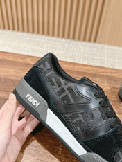 FENDI MATCH TRAINER IN BLACK CALFSKIN AND HIGH-DENSIITY FABRIC