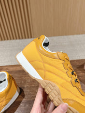 RUNNING SNEAKERS IN YELLOW LAMBSKIN AND FABRIC ANTI-SLIP RUBBER SOLE