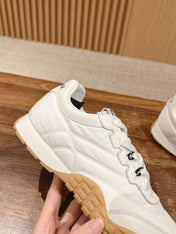 RUNNING SNEAKERS IN WHITE LAMBSKIN AND FABRIC ANTI-SLIP RUBBER SOLE