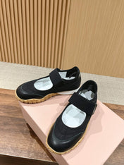 BALLET SHOES IN BLACK LAMBSKIN AND FABRIC ANTI-SLIP RUBBER SOLE