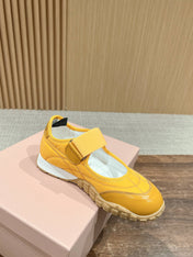 BALLET SHOES IN YELLOW LAMBSKIN AND FABRIC ANTI-SLIP RUBBER SOLE