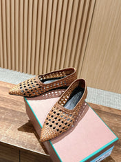 LP POINTED-TOE BALLET FLATS 25S IN LIGHT BROWN LAMBSKIN