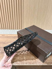 ALAIA MESH BALLET FLATS 25S IN BLACK LAMBSKIN