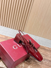 GUCCI 26S BLOCK-HEEL SLINGBACK PUMPS 45 MM IN RED CALFSKIN