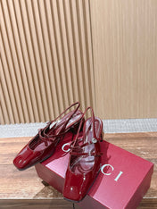 GUCCI 26S BLOCK-HEEL SLINGBACK PUMPS 45 MM IN RED CALFSKIN