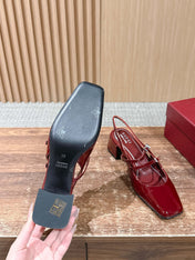 GUCCI 26S BLOCK-HEEL SLINGBACK PUMPS 45 MM IN RED CALFSKIN