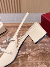 GUCCI 26S BLOCK-HEEL SLINGBACK PUMPS 45 MM IN CREAM BEIGE CALFSKIN