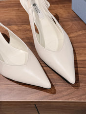 PRADA 26S SLINGBACK PUMPS IN WHITE CALFSKIN
