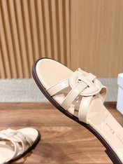 DIOR 26S SLIDE SANDALS IN BEIGE CLUB WOVEN CALFSKIN