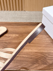 DIOR 26S SLIDE SANDALS IN BEIGE CLUB WOVEN CALFSKIN