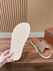 LP 26S CROSS STRAP SLIDES SANDAL IN OLIVE BROWN SUEDE