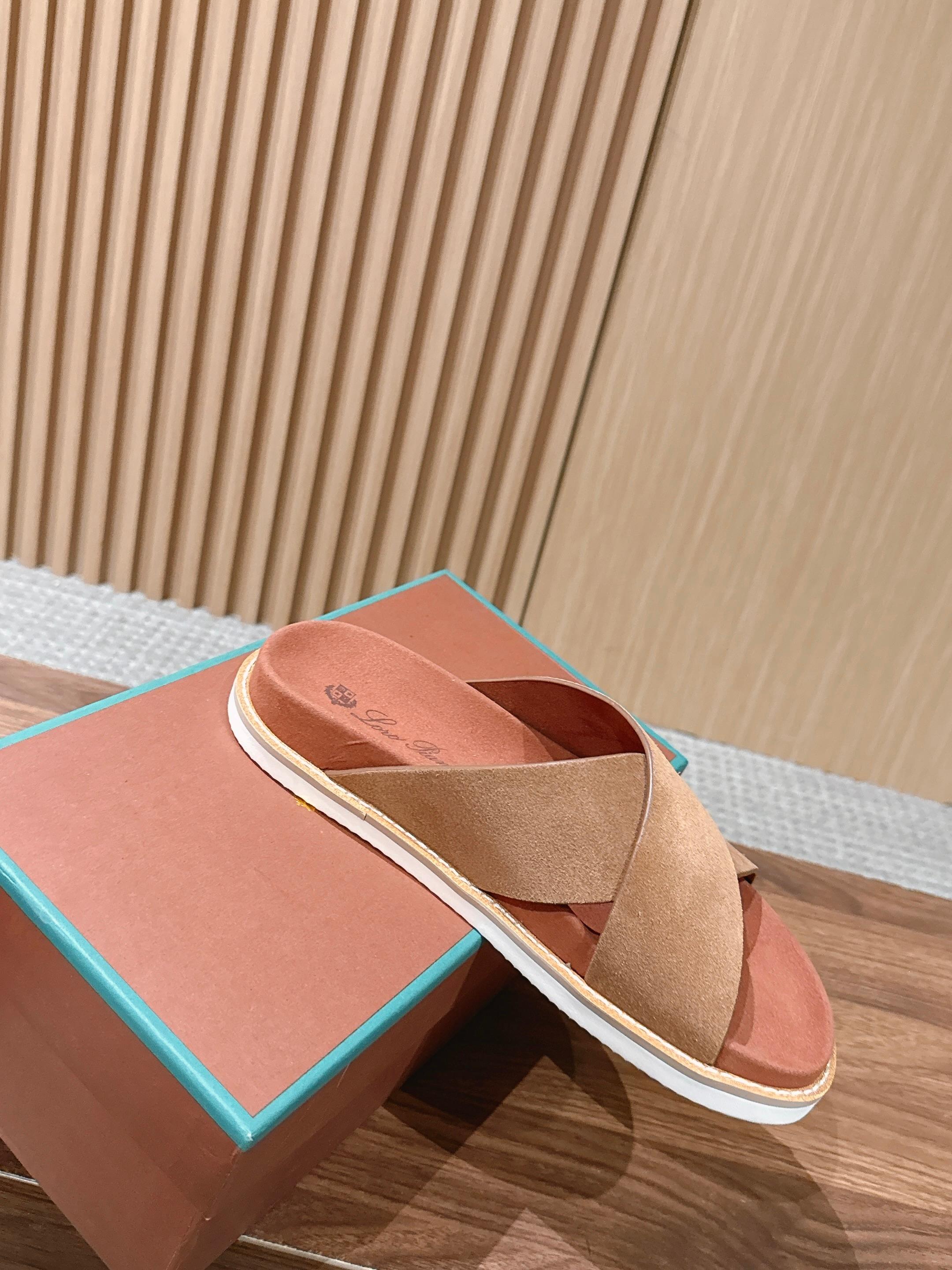 LP 26S CROSS STRAP SLIDES SANDAL IN BROWN SUEDE