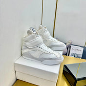CHLOE 26S HIGH-TOP SKATE SNEAKERS IN WHITE CALFSKIN AND MESH