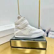 CHLOE 26S HIGH-TOP SKATE SNEAKERS IN WHITE CALFSKIN AND MESH