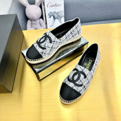 CC ESPADRILLES PLATFORM 25S MIX COLOR TWEED AND BLACK CALFSKIN