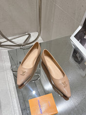 LV 26S POINTED TOE BALLET FLATS IN NUDE BEIGE CALFSKIN