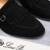LP 26S SERGIO TASSEL LOAFERS IN BLACK SUEDE SILVER HARDWARE
