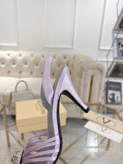 VALENTINO 26S  HEEL SANDALS 80 MM IN LIGHT PURPLE SATIN