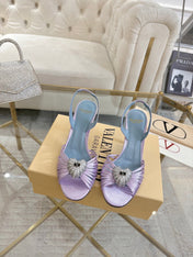 VALENTINO 26S  HEEL SANDALS 80 MM IN LIGHT PURPLE SATIN