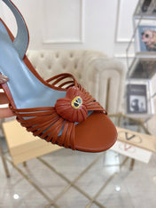 VALENTINO 26S HEEL SANDALS 80 MM IN LIGHT BROWN CALFSKIN