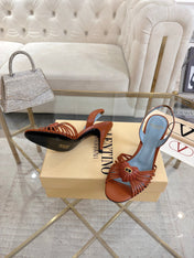 VALENTINO 26S HEEL SANDALS 80 MM IN LIGHT BROWN CALFSKIN