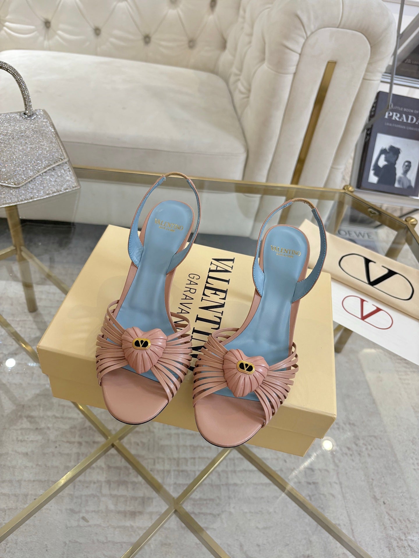VALENTINO 26S HEEL SANDALS 80 MM IN NUDE CALFSKIN