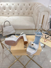 VALENTINO 26S PLATFORM SANDALS 110 MM IN CREAM WHITE CALFSKIN