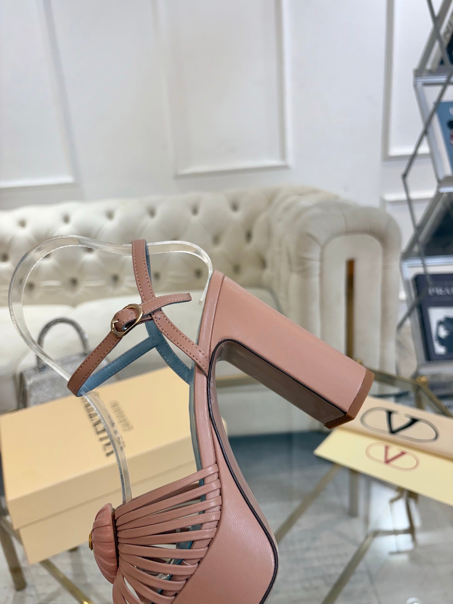 VALENTINO 26S PLATFORM SANDALS 110 MM IN NUDE PINK CALFSKIN
