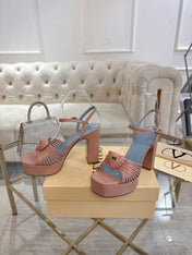 VALENTINO 26S PLATFORM SANDALS 110 MM IN NUDE PINK CALFSKIN