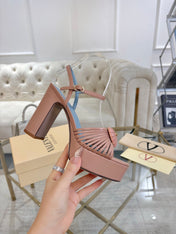 VALENTINO 26S PLATFORM SANDALS 110 MM IN NUDE PINK CALFSKIN