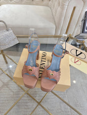VALENTINO 26S PLATFORM SANDALS 110 MM IN NUDE PINK CALFSKIN