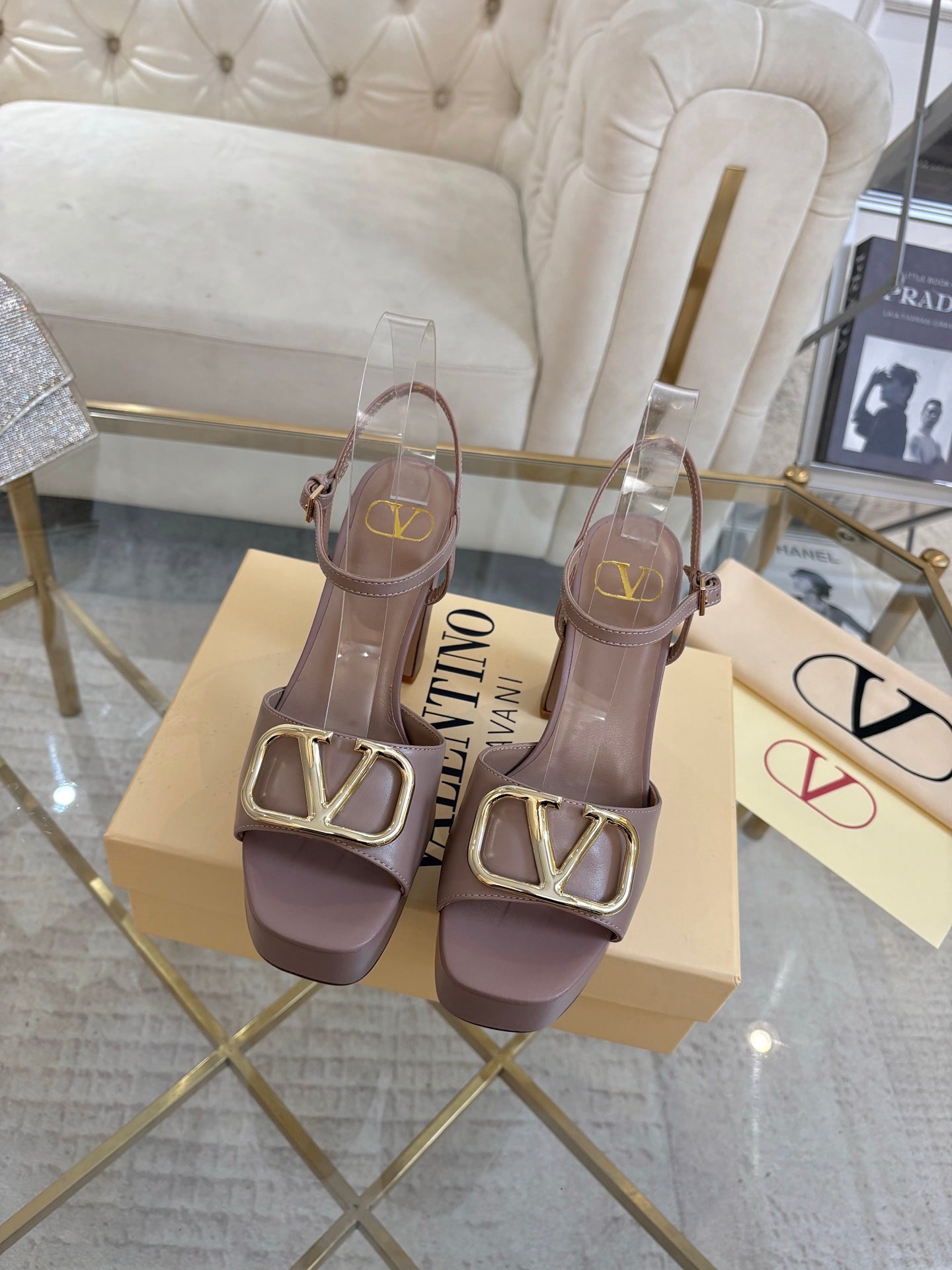 VALENTINO 26S PLATFORM SANDALS 110 MM IN NUDE PINK CALFSKIN